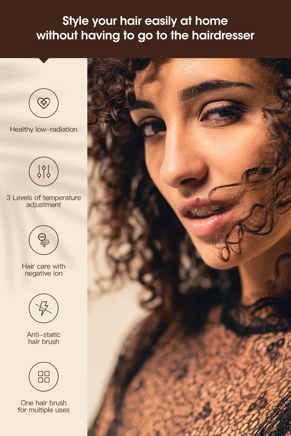 Kinseibeauty Professional hair stylist salon hair dryer curling iron hair equipment straightening electric comb three speed mode.