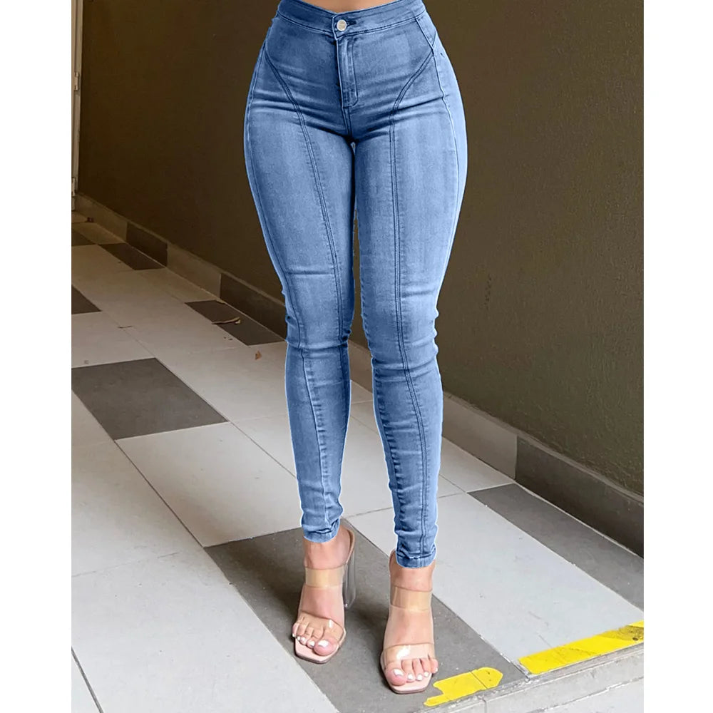 Women's Stretch Skinny Jeans High Waist Slim Fit Denim Pants Elastic Comfortable Trousers Casual Tight Legging Jeans Fashion.