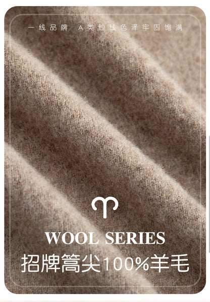 Men 100% Merino Wool Sweater Turtleneck Knitted Pullover Cashmere Warm Solid Color Clothes Business Bottoming Tops Autumn Winter.