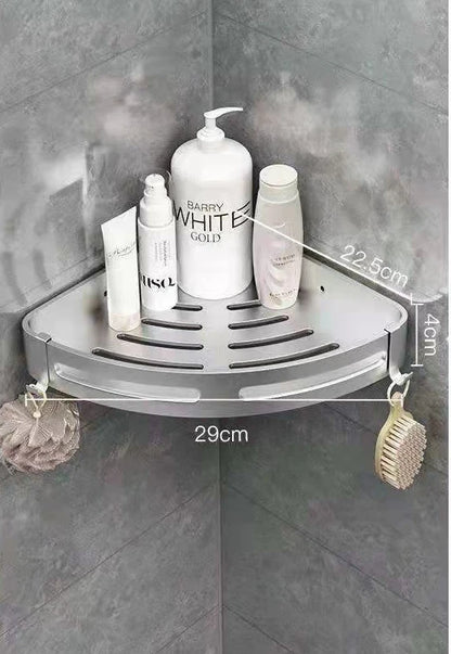 Badezimmer Regal Organizer Dusche Lagerregal Schwarz Eckregale Wandmontage Aluminium Toilette Shampoo Halter Kein Bohrer