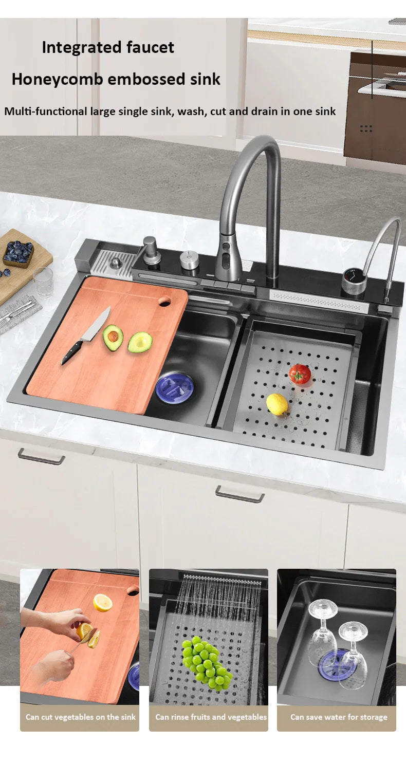 Wvier multifonction Whale Shaped Large Sink rubinetto cucina lavello cosas para casa waterfall kitchen-sink