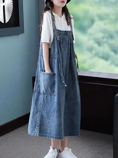 AmaxluluE 2023 Sommer Frauen Mode Übergroßen Ärmellose Denim Kleider Lose Lange Kleidung Klassische Luxus Casual Vintage Vestidos.
