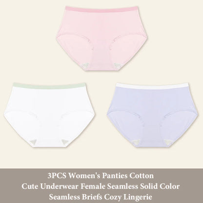 3Pcs/Set Women's Seamless Cotton Briefs Women Panties Solid Color Breathable Underwear Female Low Waist Soft Lingerie S-XXL