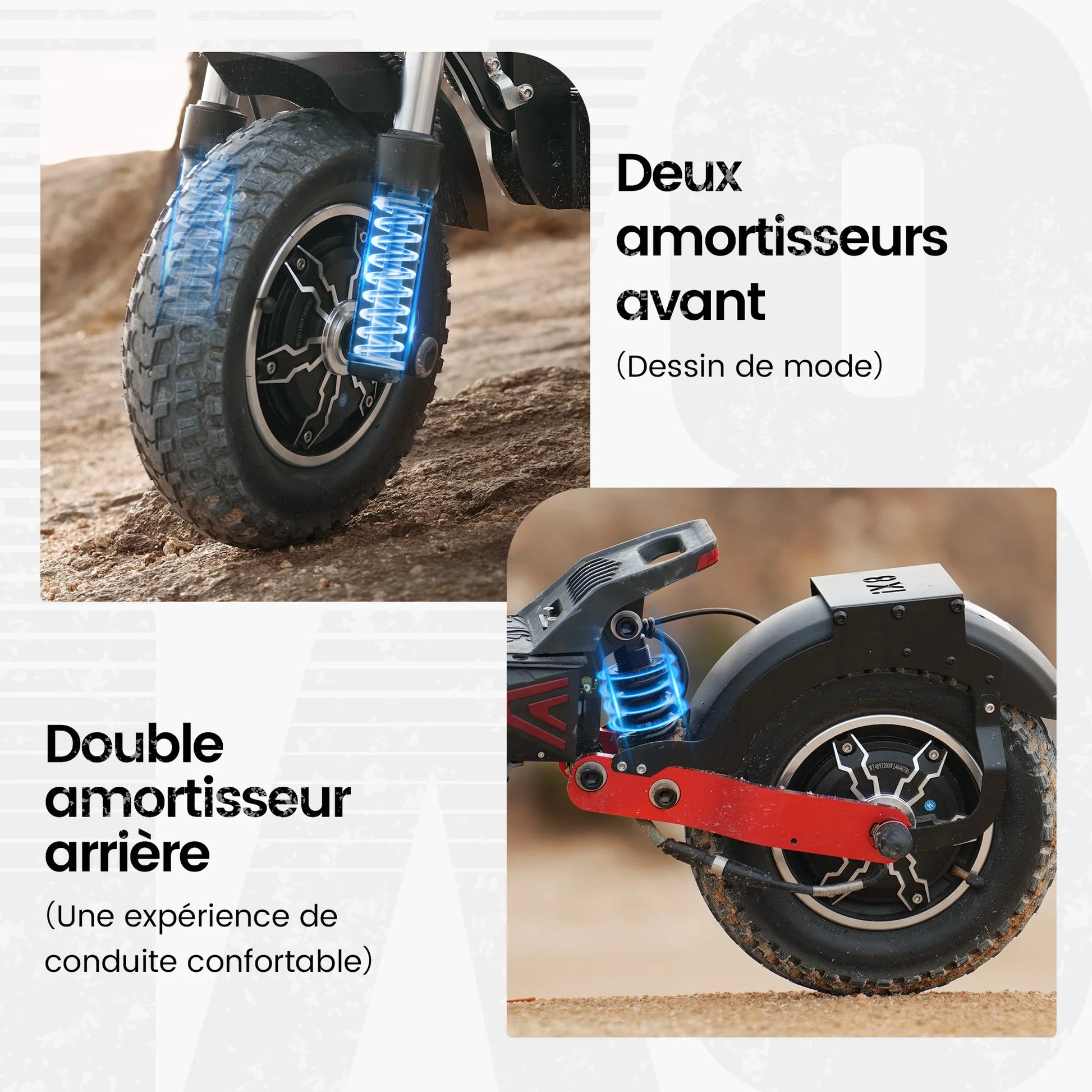 iScooter iX8 12 inch Electric Scooter 2400W Dual Motor Off Road E-Scooter 20Ah 60km/h Scooters 70km Max Range Foldable EScooters.