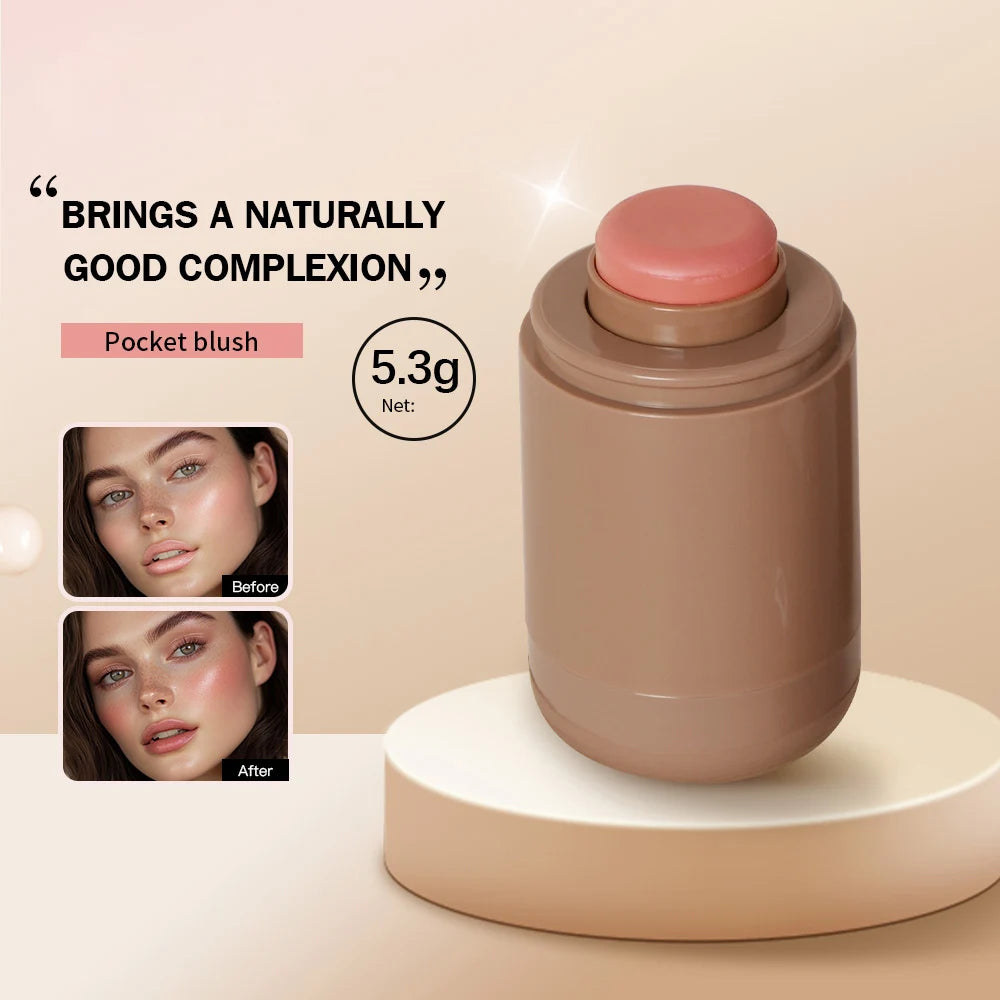 Magic Blush Stick 3-in-1 Cheek Lip Tinted Moistured Blush Stick Silky Brighten Blush Cream Blusher Cosmetics Tubes Matte Contour.