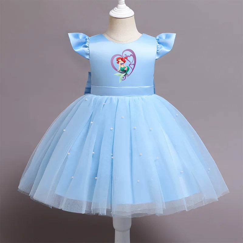 Die kleine Meerjungfrau elegante Prinzessin Spitze Kleid Kinder kleider für Mädchen Vintage Kinder Geburtstags feier Kleider Weihnachts kleidung.