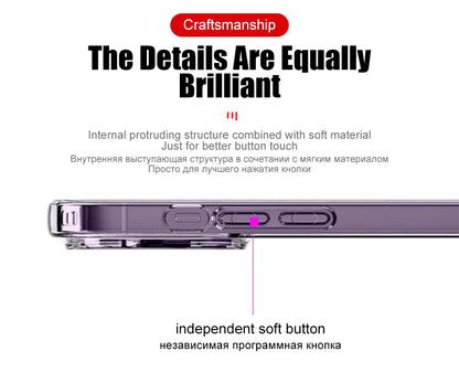 Luxury Clear Silicone Phone Case For iPhone 16 15 14 13 12 11 Pro Max XR X XS 7 8 Plus Shockproof Transparent Bumper Back Cover.