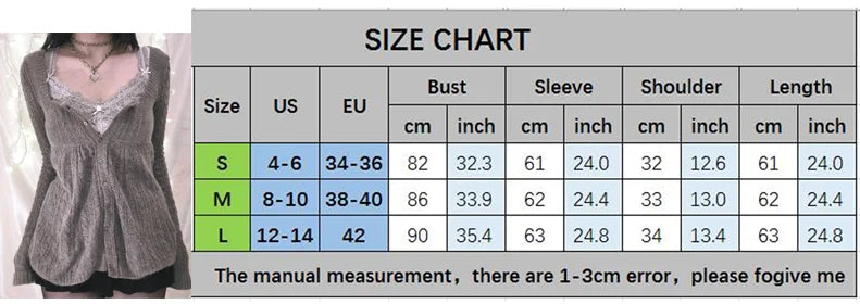 2000er Jahre Vintage Langarm Babydoll Strickpullover Tops Cottage Milkmaid Pullover Ästhetische Grunge Y2k Strickwaren T-Shirts Damen.