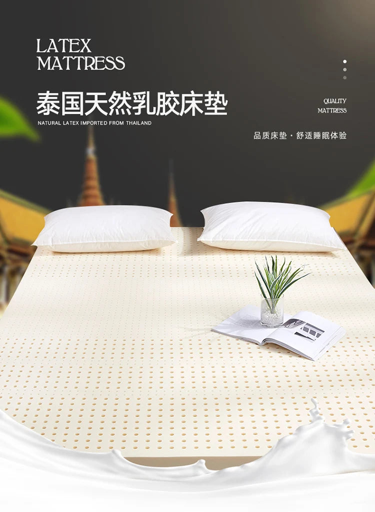 100 % Thailand-Matratze aus Naturlatex mit Bezug, Matratze aus natürlichem reinem Gummi, Oberseite aus Latex, roh, flüssig, verdickt, für Zuhause, Bettkissenmatte