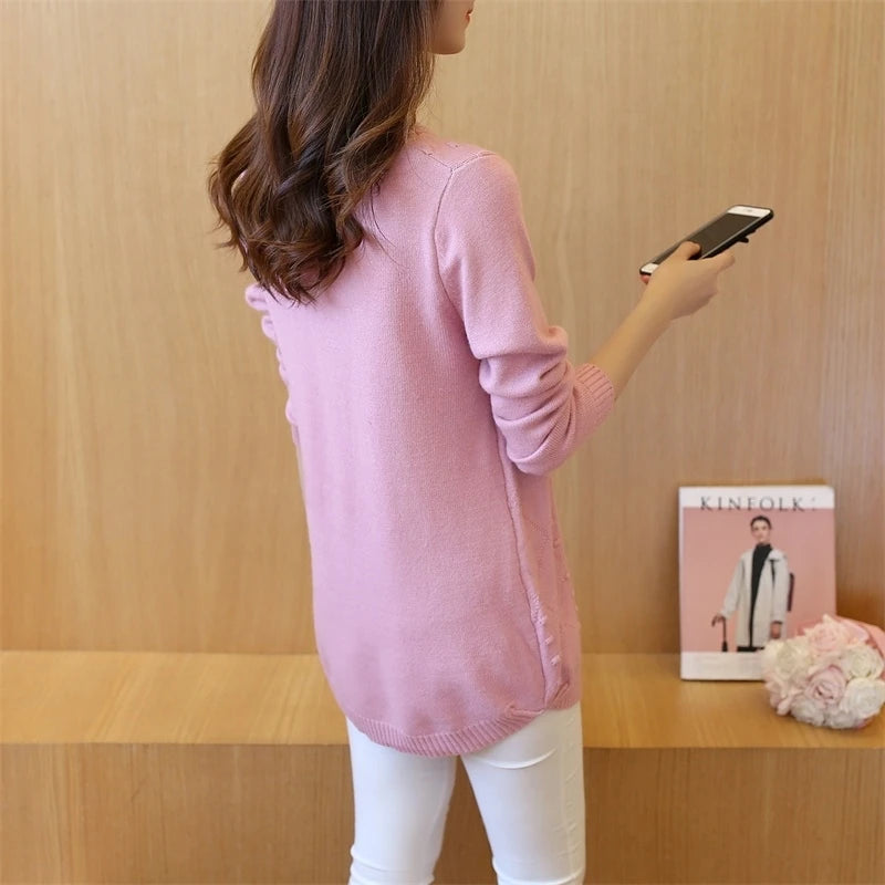 Strick pullover Herbst Winter Tops O-Ausschnitt Langarm Pullover lässig warme Damen pullover Midi lange schlanke Pullover Mädchen.