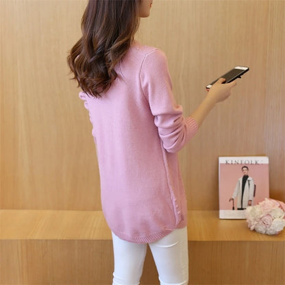 Strick pullover Herbst Winter Tops O-Ausschnitt Langarm Pullover lässig warme Damen pullover Midi lange schlanke Pullover Mädchen.