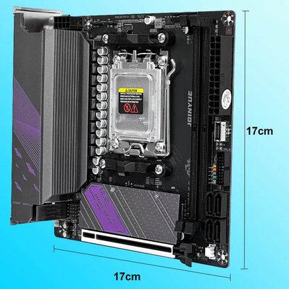 JGINYUE AM5 Motherboard supports AMD Ryzen 7000 series CPU processors DDR5 dual channel Memory RAM ITX B650i Night Devil.