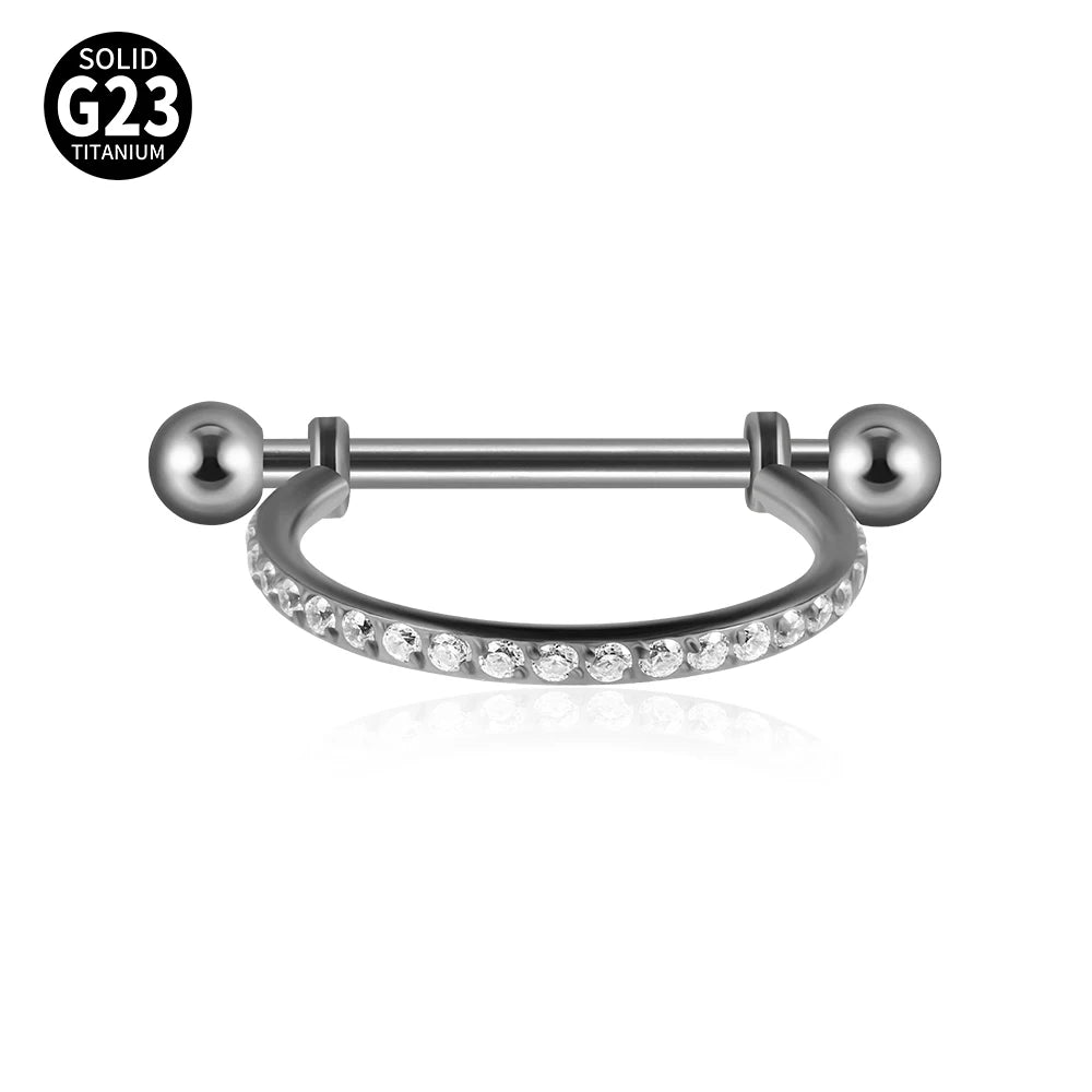 1PC ASTM F136 Titanium Ear Daith Rook Lobe Barbell Micro Zircon Hoop Earring Gold Plated Cartilage Piercing Jewelry.