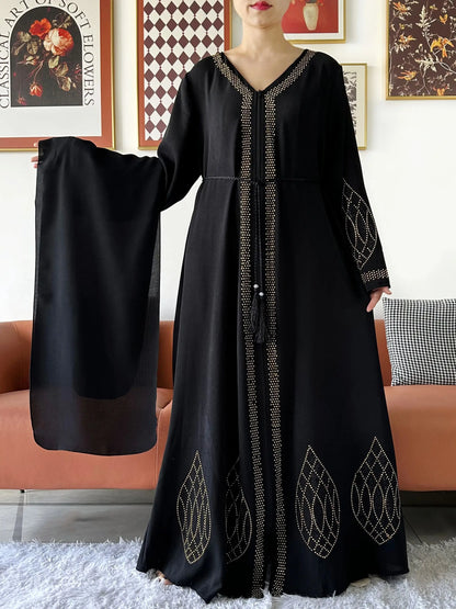 Elegant Women's Party Dress Chiffon Loose Open Zipper Abaya Muslim Islamic Clothing Cardigan Style for Special Occasions.