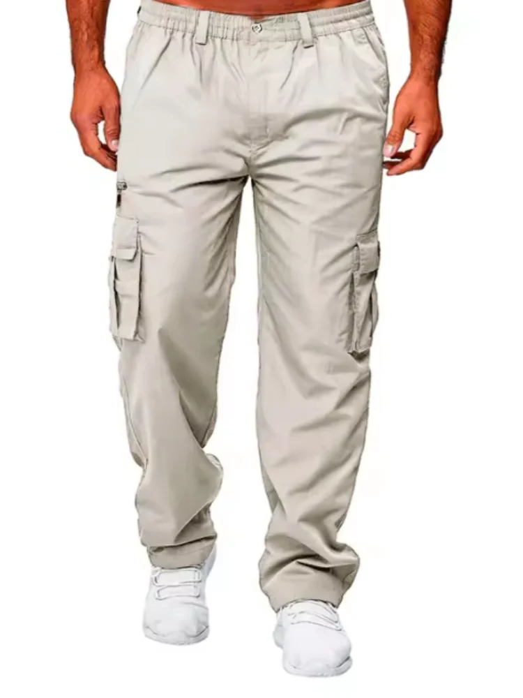 Men's Cargo Pants Sweatpants Outdoor Loose Straight Long Trousers Summer Casual Multi-Pocket Durable Workwear Male Trousers.