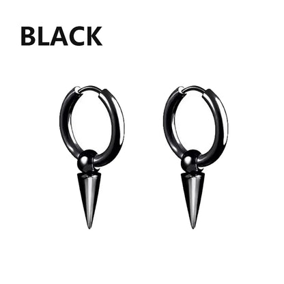 1 Pairs Black Earrings Set Punk Stainless Steel Stud Earrings For Men Women Vintage Hip Hop Piercing Ear Jewelry Accessories.