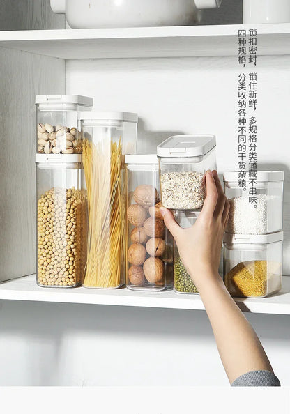 Clear Food Grade Plastic Storage Jar Airtight Seal for Kitchen Snacks Cereals Beans Kitchen Storage Organizer Kitchen Storage.
