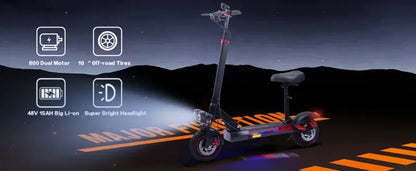 J01 Electric scooter 800W engine 48V15AH lithium battery foldable E-type scooter 10-inch road tires Adult city electric scooter.