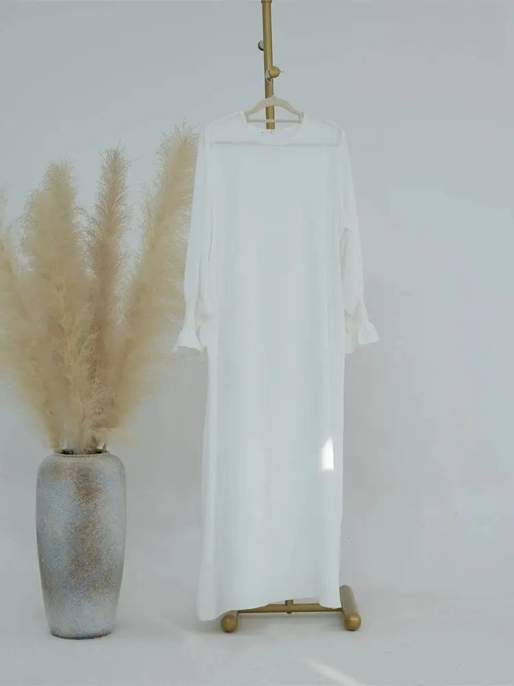 Eid Jersey Solid Modest Under Abaya Dubai 2024 Palestine Women Islamic Clothing Muslim Kaftan Inner Dresses Robe Femme Musulmane