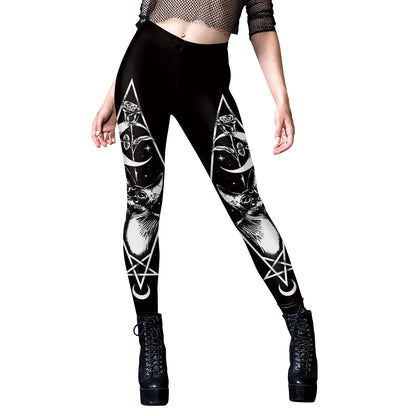 [You're My Secret] Sexy Women's Black Ouija Punk Rock Gothic Leggings For Women Push Up Fitness Legging Stretch Printed Leggins