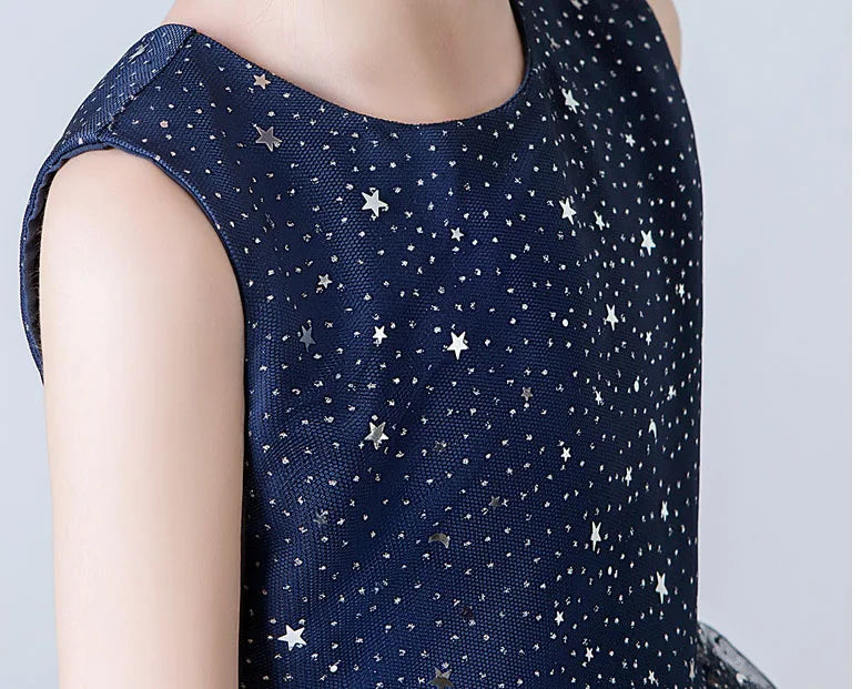 Elegantes Kleid für junge Mädchen Abendkleider Kinder Klavier Leistung lange Kleidung Galaxie Stern 4 bis 10 12 Jahre.