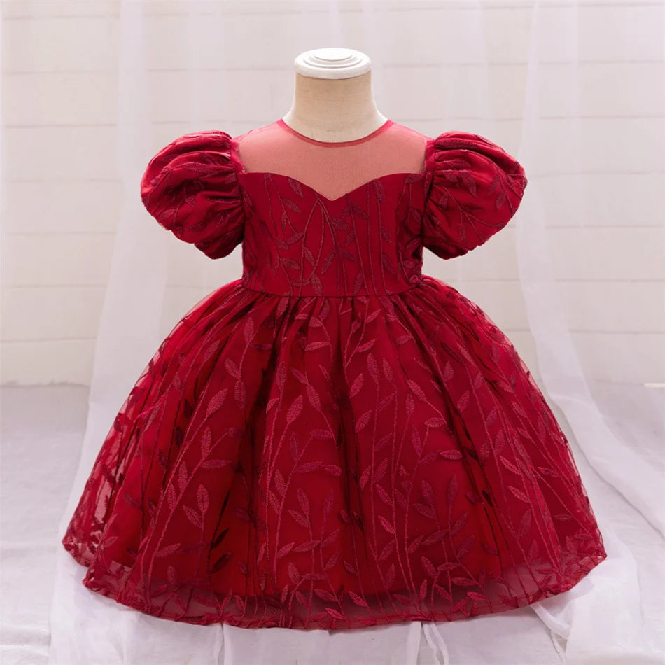 Kleinkind Rot Pailletten Mesh Kleid Mädchen Baby Einfarbig Neue Jahr Party Formale Kostüm Leistung Prinzessin Kleid Geburtstag Kleidung