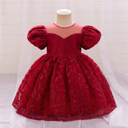 Kleinkind Rot Pailletten Mesh Kleid Mädchen Baby Einfarbig Neue Jahr Party Formale Kostüm Leistung Prinzessin Kleid Geburtstag Kleidung