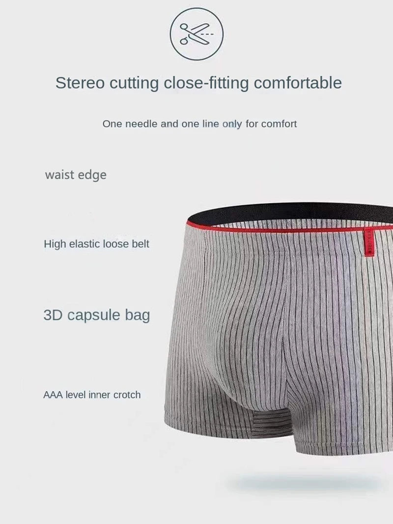 4Pcs Boxer Shorts männer Unterwäsche Sexy Höschen Baumwolle Boxer Gestreiften Unterhose Männlichen Shorts U Konvexen Dessous Plus Größe 2XL-6XL