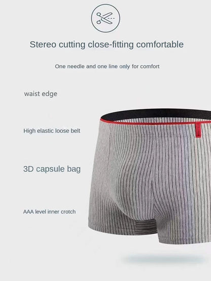 4Pcs Boxer Shorts männer Unterwäsche Sexy Höschen Baumwolle Boxer Gestreiften Unterhose Männlichen Shorts U Konvexen Dessous Plus Größe 2XL-6XL