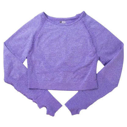 Seamless Yoga Suit Women's Long Sleeve Jacquard Sports High-Waisted Tightening Leggings Fitness Top Origin China