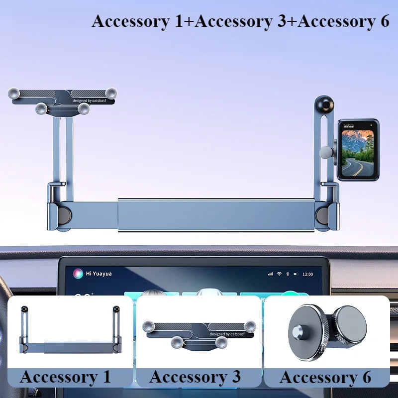 Oatsbasf Dual-position Car Screen Phone Holder Stand Metal Aluminum Adjustable for Tesla Model 3 Highland Y Car Accessories