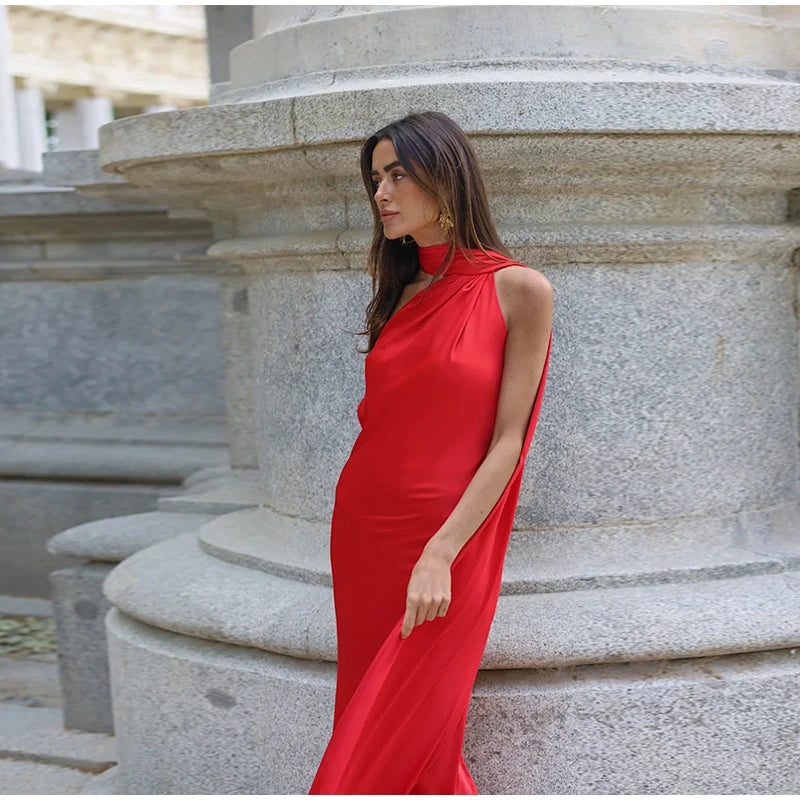 Elegante Feste Band Frauen Halfter Kleid Off Schulter Ärmellose Backless Dünne Weibliche Maxi Kleider 2025, Sommer Neue Chic Dame Robe