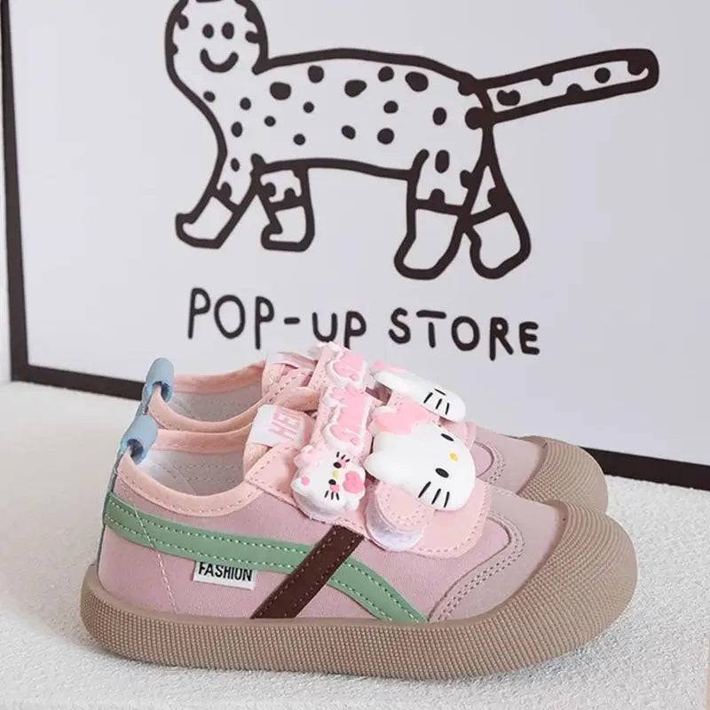Sanrio Girl Kawaii Canvas Shoes Kindergarten Baby Child Cute Hello Kitty Spring Autumn Fashion Outdoor Running Sports Leisure.