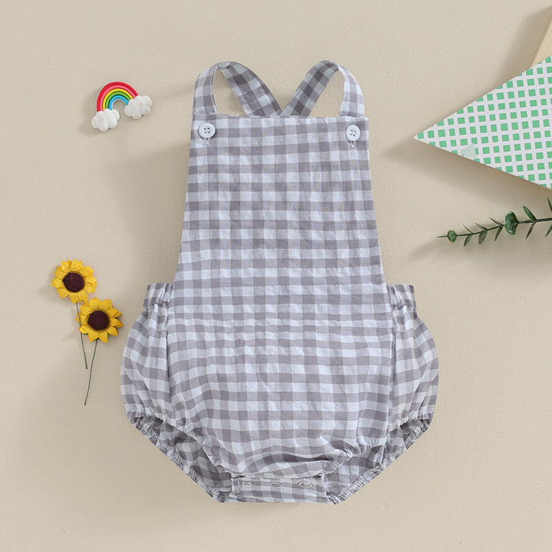Tregren 0-24M Neugeborene Baby Mädchen Jungen Sommer Bodys Ärmel Plaid Gestreiften Muster Druck Overalls Säuglingsspiel Outfits.