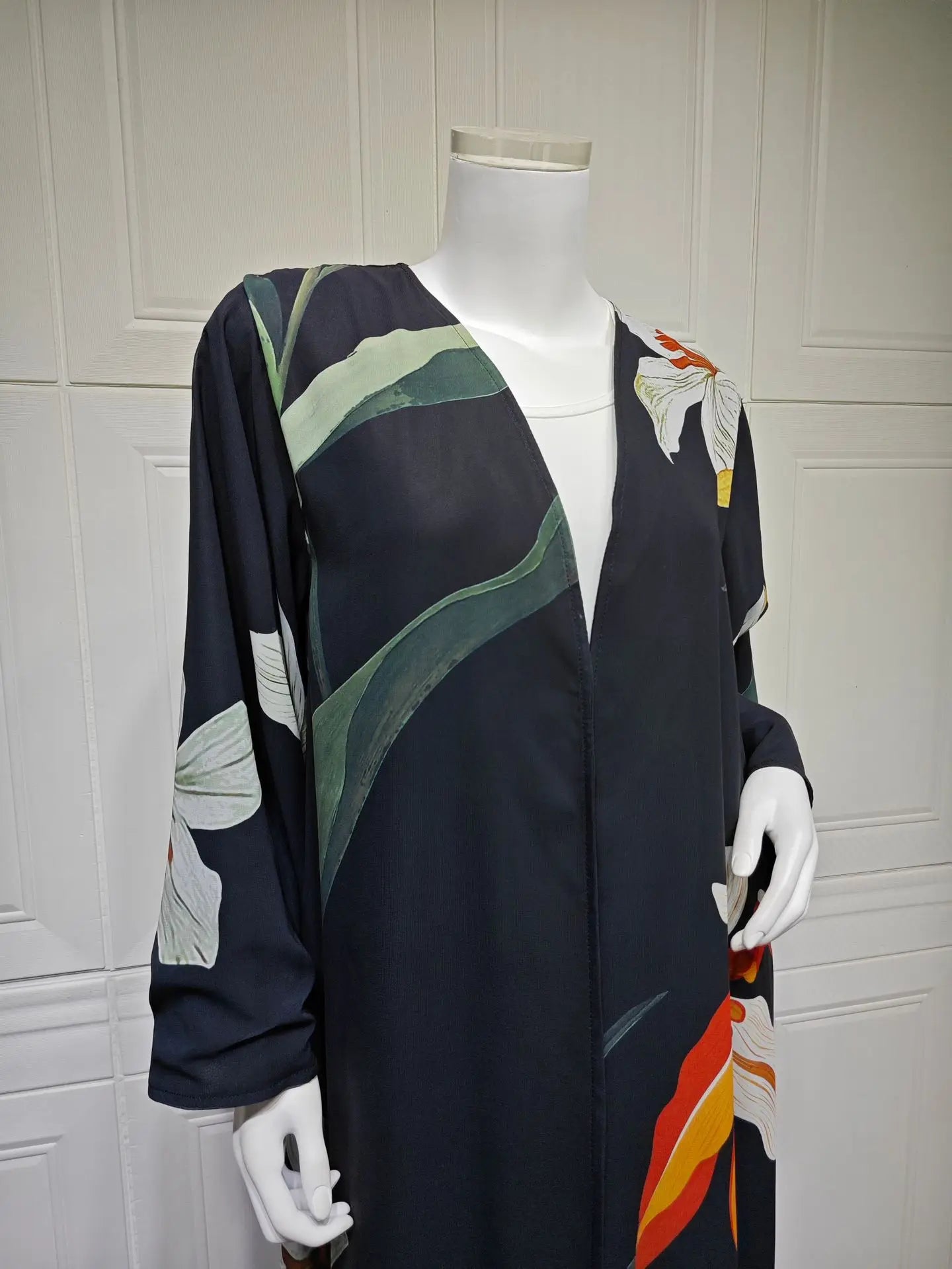 Uni Dubai Fashion Floral Print Open Abaya Muslim Elegant Cardigan With Hijab Scarf 2025 Feminine Clothes.