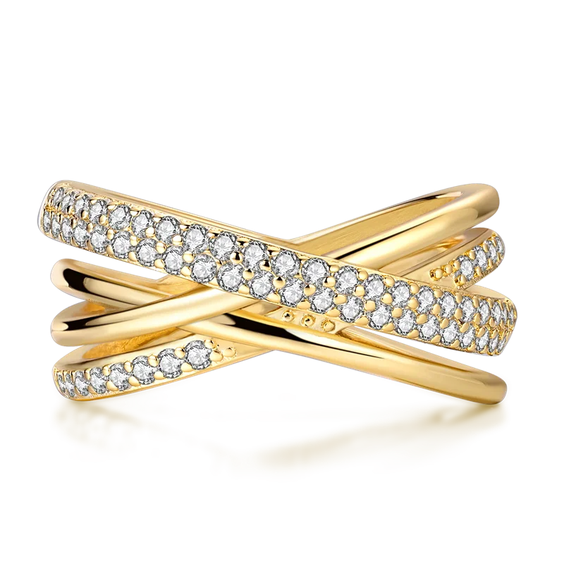 925 Sterling Silver Rings Gold Color Sparking Popular LOVE Wedding Ring Certified Women Engagement Jewelry Anniversary Gifts.