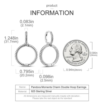 925 Sterling Silver Gold Color Circular Hoop Earrings Golden Earring Fit Original Charms Diy Fine Jewelry For Fashion Women