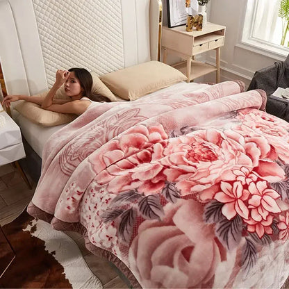 Double Layer Plush Blanket Winter Warm Comfortable Quilt Household Multiple Sizes Soft Comfortable Sheet 4 Season