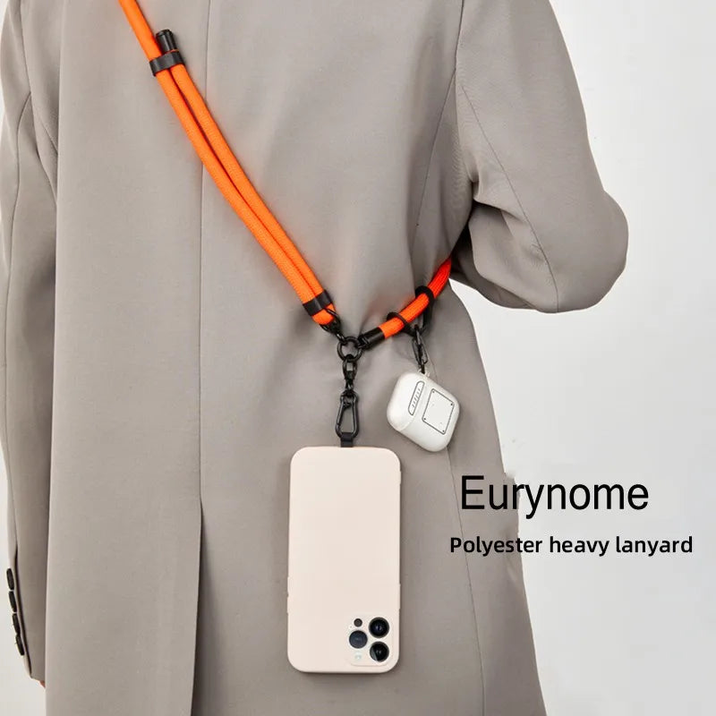 Phone Lanyard Adjustable 1 Cm Diameter Outdoor Universal Case Crossbody Shoulder Card Neck Cord Clip Hang Anti-lost Wrist Strap.