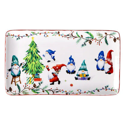 Goblin Series Ceramic Plate Large Dinner Plate Rectangle Tray Christmas Tableware Underglaze.