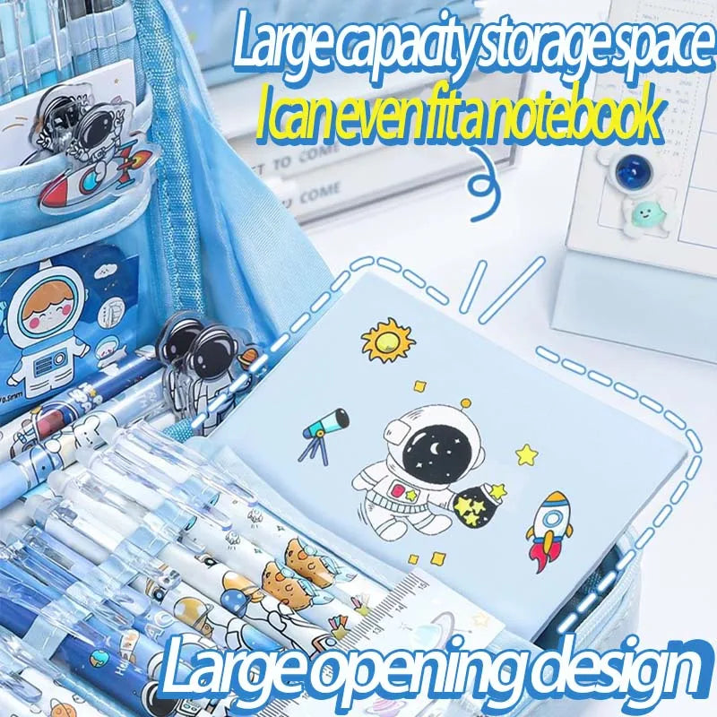17/31 Astronauten-Federmäppchen-Set, 12-lagige Schreibwarentasche mit großem Fassungsvermögen, Kosmetiktasche, geeignet für Büro- und Schulgebrauch.