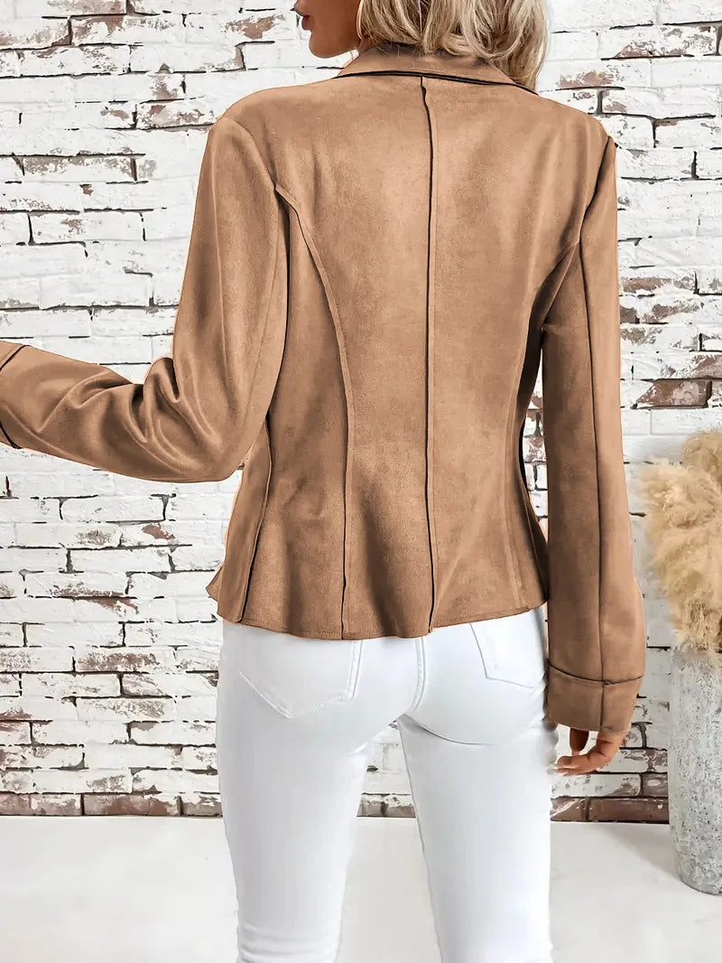 2025 mode Herbst Winter Neue Stil Modische Jacken Langarm Kerb Kragen Abnehmen Einfarbig Mantel Frauen Outer.