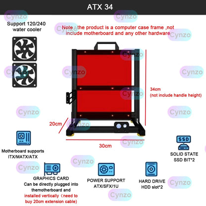 DIY  Gamer Cabinet ITX MATX ATX Open Computer Case Frame Aluminum Alloy Desktop Portable PC Rack DIY Personalized Chassis