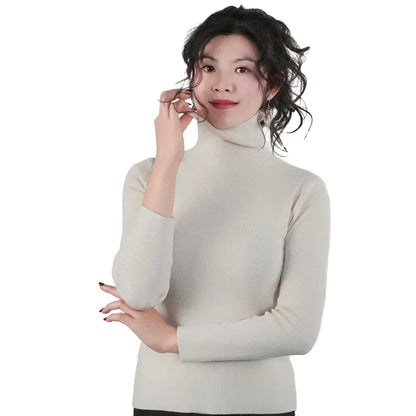 Frauen Pullover Winter Warm Hohe Kragen Strickwaren Langarm Schlank Jumper Frau Thermische Tops Kleidung Pullover Rollkragen Pullover.