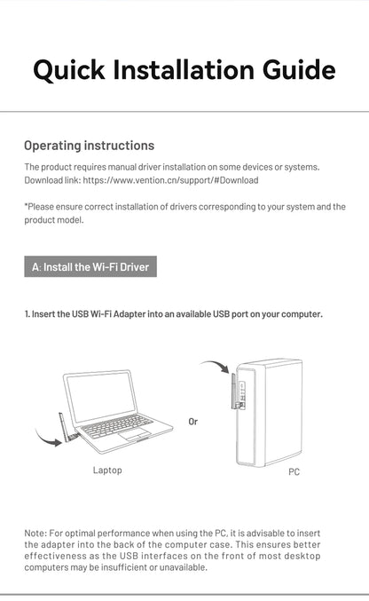 Vention New USB WiFi 6 Adapter 5G/2.4G 600Mbps Wireless WiFi Receiver Antenna Network Card Dongle LAN for Laptop PC Win 10/11.
