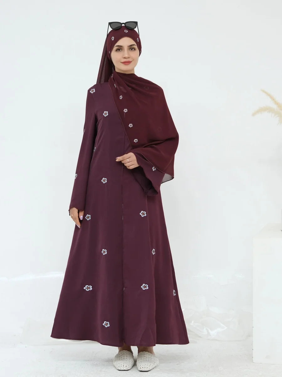 Muslim Women Dubai Abaya Luxury Embroidery With Hijab Long Dress Kimono Cardigan Kaftan Robe Femme Islamic Clothing Kebaya.