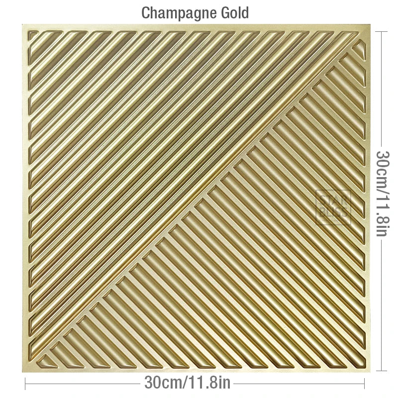 10pcs 3D Wall Panel 30x30cm Gold Mosaic Indoor Wall Decoration for Living Room Bedroom Hotel Office Esports game 3D Wall Sticker