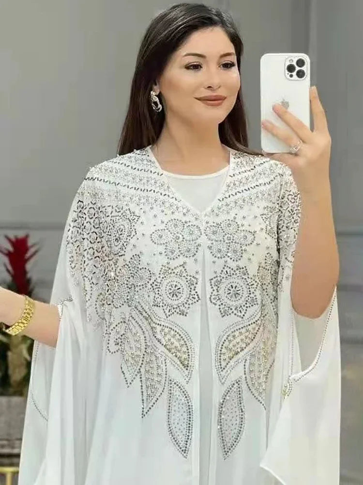 Abayas Für Frauen Dubai Luxus 2024 Chiffon Boubou Muslimischen Mode Kleid Kaftan Marocain Hochzeit Party Anlässe Djellaba Frauen.