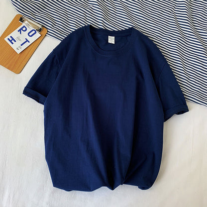 100% Cotton Half Sleeve Men Women Summer T-shirt Fashion Solid Color Simple O Neck Tops Loose Casual Basic Short-sleeved.