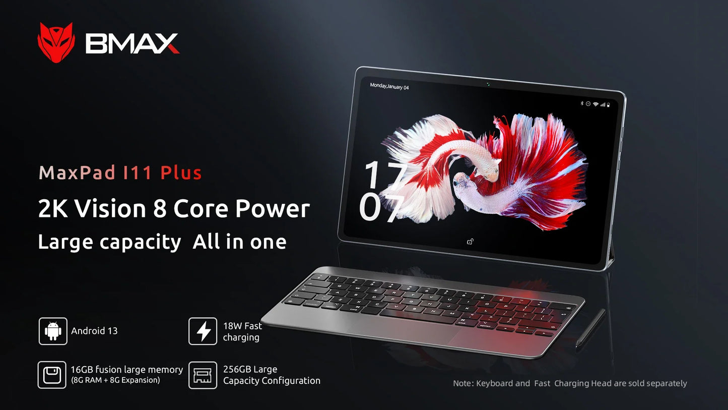 BMAX MaxPad I11 Plus 16GB(8GB RAM+8GB Expansion) 256GB ROM 10.4 Inch Octa Core T606 Soc  Dual Wifi 4G Lte Android 13 tablet SIM.